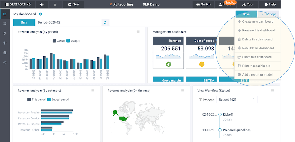 screenshot define dashboard actions