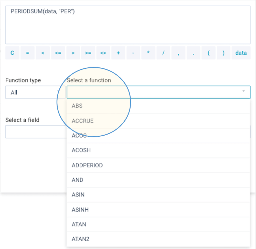 screenshot define reports functions