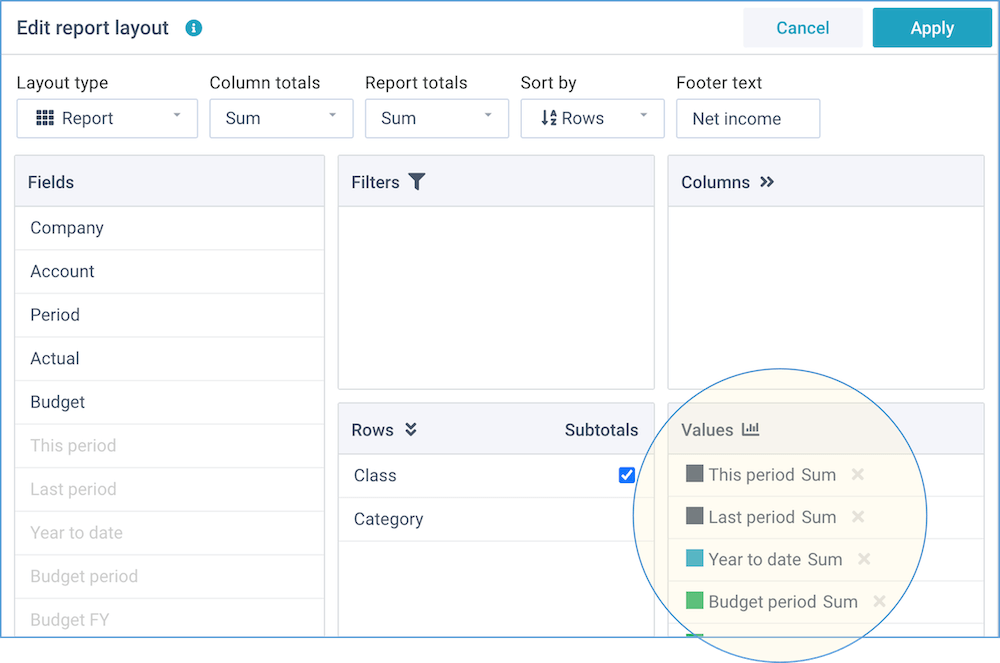 screenshot define reports layouts