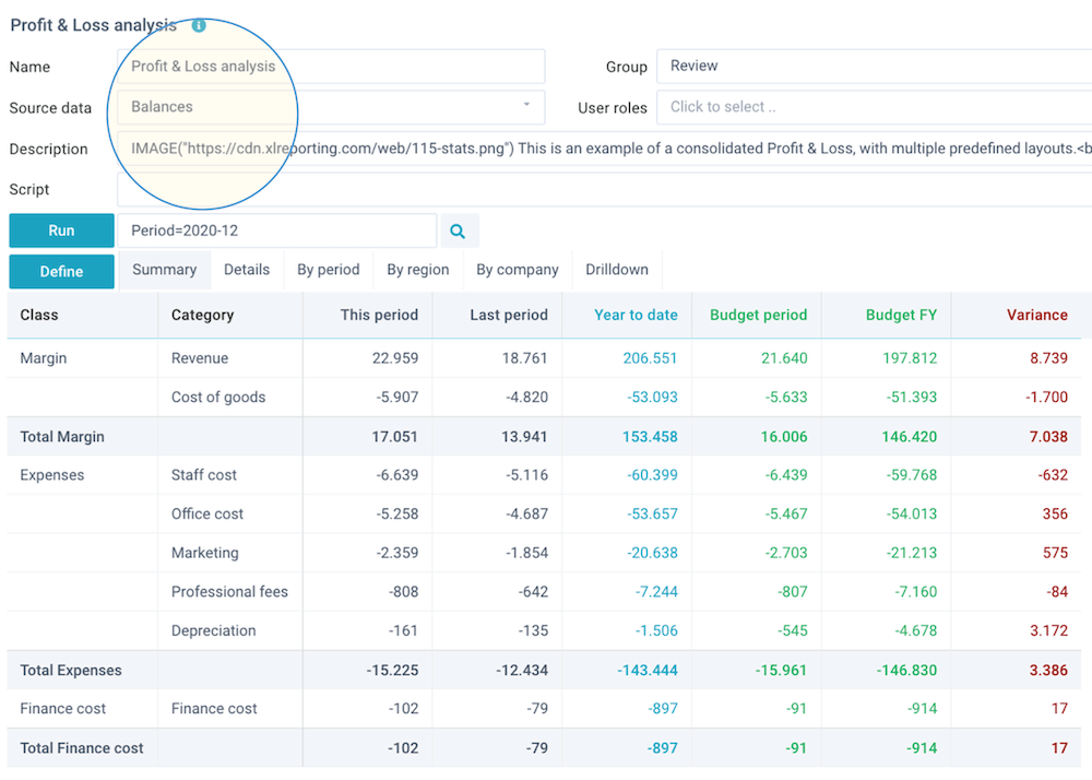 screenshot define reports