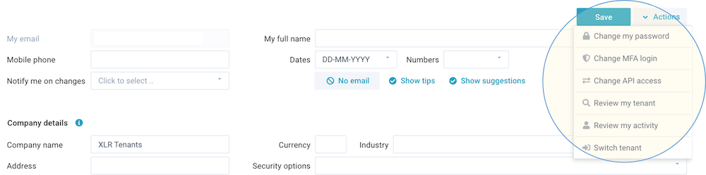 screenshot account profile actions